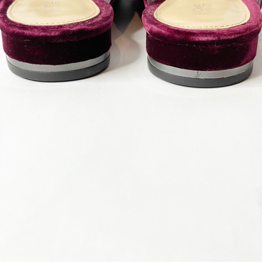 Michael Michael Kors Edie Embellished Burgandy Velvet Slides Size 7 - Picture 7 of 11